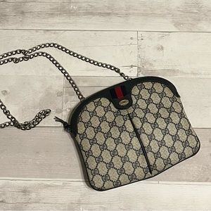 💯Authentic GUCCI Sherryline Dome Crossbody shoulder bag navy vintage